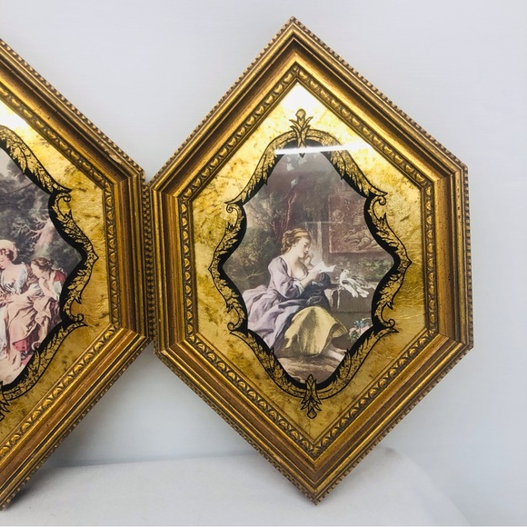 Vintage Gold Wood Glass Framed Prints Baroque Victorian - Picture 3 of 16